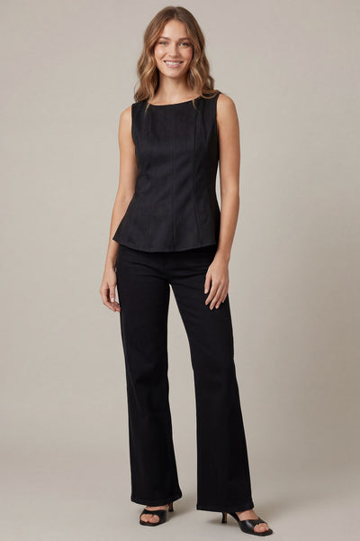 Peplum Suede Sleeveless Top