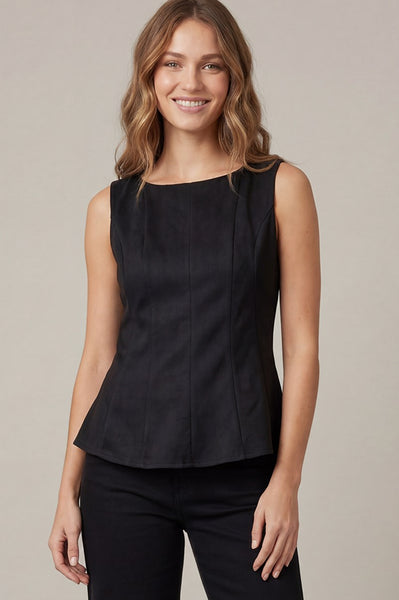 Peplum Suede Sleeveless Top
