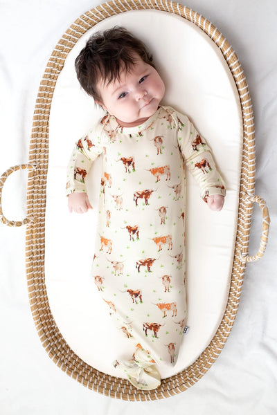 Knotted Infant Gown in Longhorn Cows