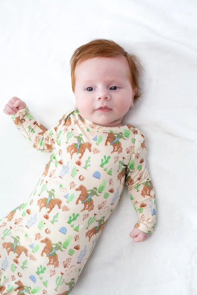 Knotted Infact Gown in Saddle Up, Cowboy