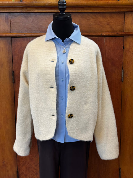 Collarless Knit Jacket
