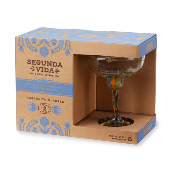 Artistico Recycled Glass Margarita Glasses Set of 2