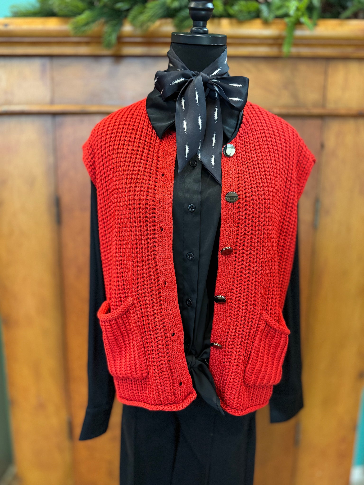 Wishlist Button Front Short Sleeve Sweater