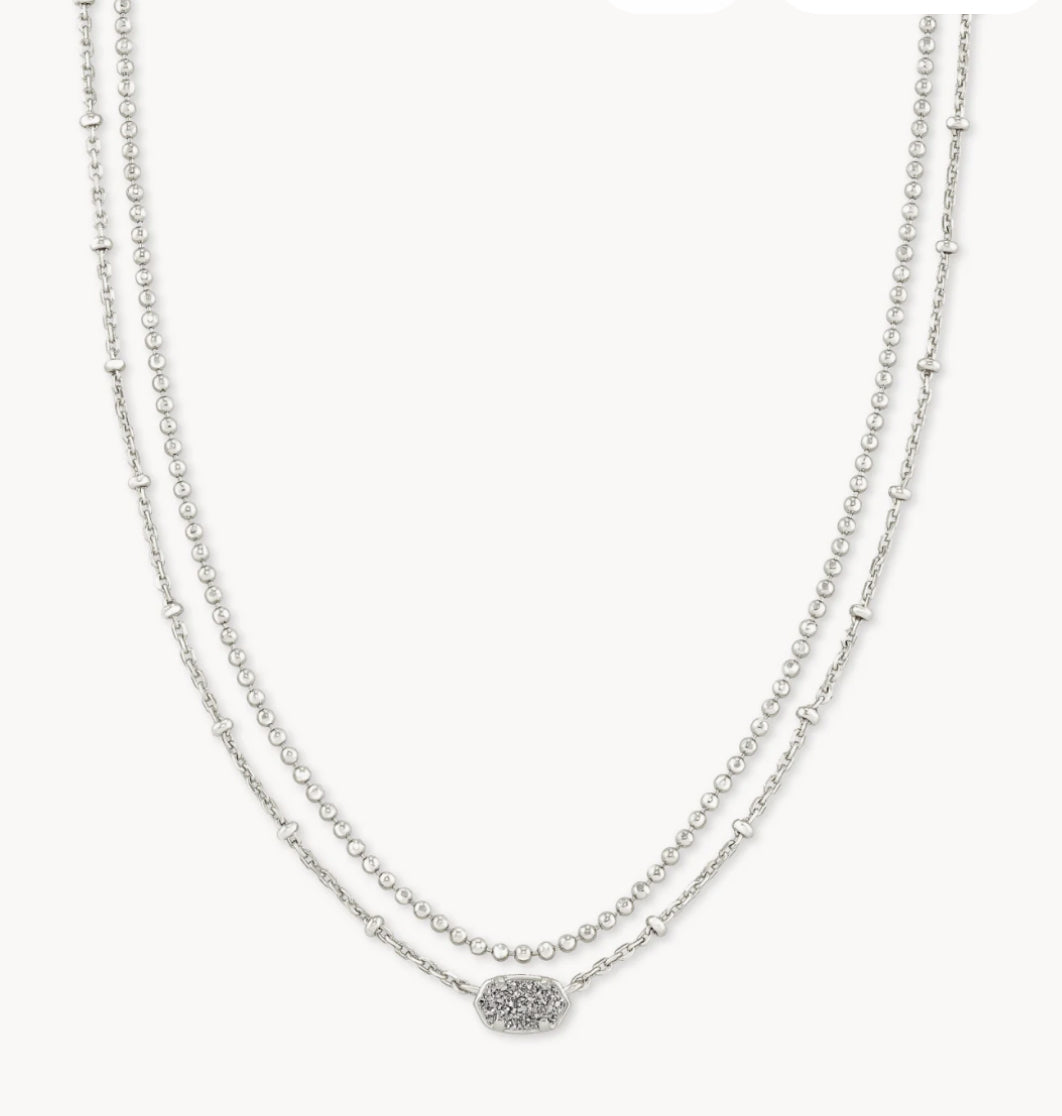 Kendra Scott Emilie Silver Multi Strand Necklace in Platinum Drusy