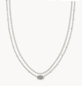 Kendra Scott Emilie Silver Multi Strand Necklace in Platinum Drusy