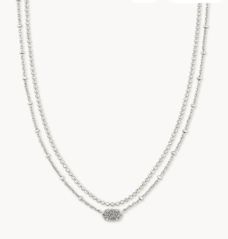 Kendra Scott Emilie Silver Multi Strand Necklace in Platinum Drusy