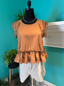 The Lace Trim Ruffled Top