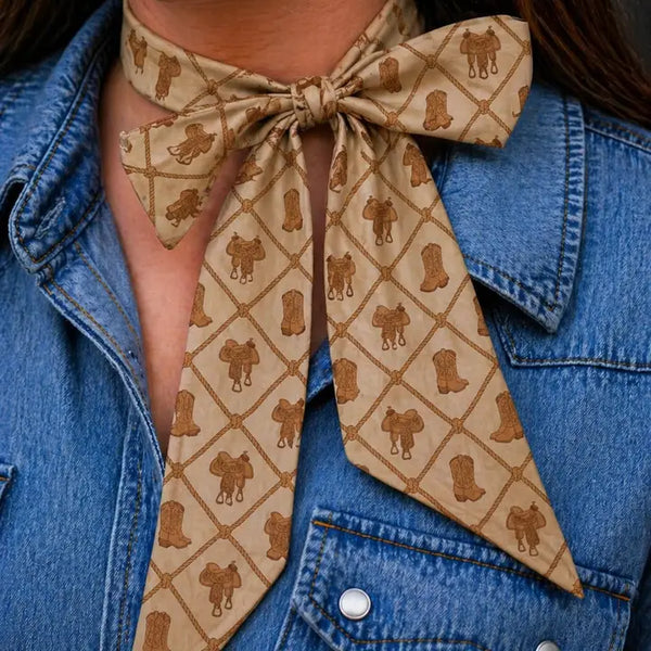 Cowboy Boots, Saddles, & Rope Silk Twilly