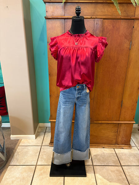 Pleated Ruffle Sleeveless Top