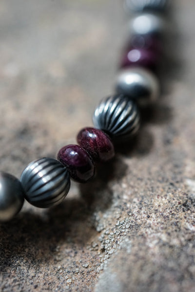 Purple Spiny Oyster and Navajo Pearl Bracelet