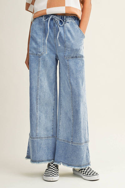 Drawstring Seam Denim Pants
