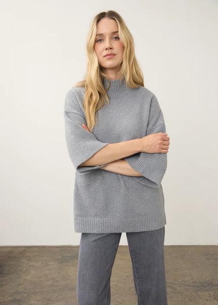 Mock Neck Lightweight Sleeve Sweater