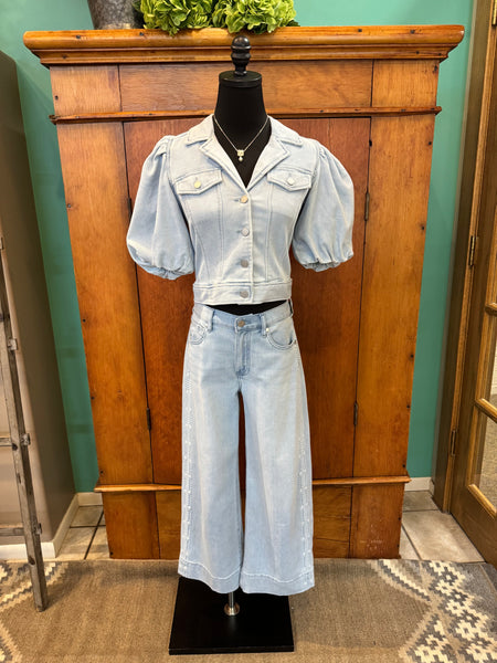 Liverpool Puff Sleeve Cropped Jacket