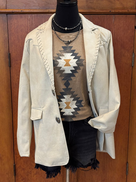 Textured Western Yoke Blazer