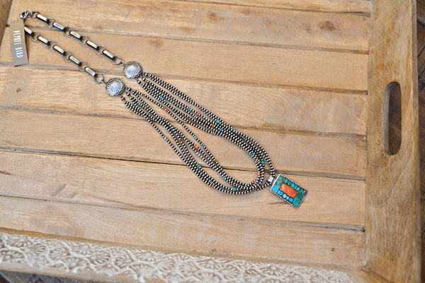 PBD Charlie Favour Turquoise/Spiny Oyster Necklace