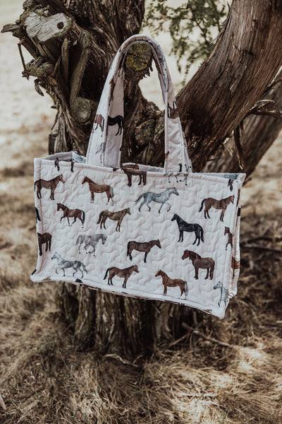 Meadow Herd Linen Quilted Tote Bag
