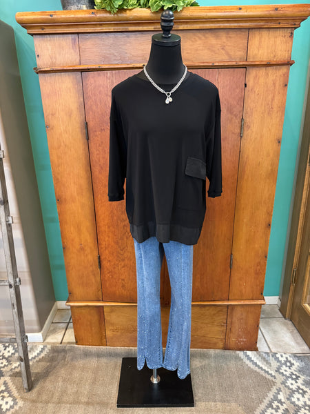 Joseph Ribkoff Knit High Low Mixed Media Top