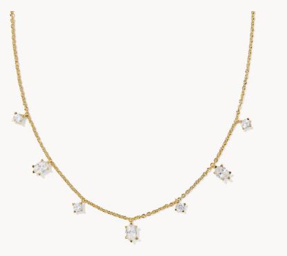 Kendra Scott Cailin Delicate Strand Necklace in Silver White CZ