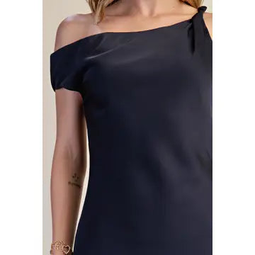 One Shoulder Satin Maxi Dress