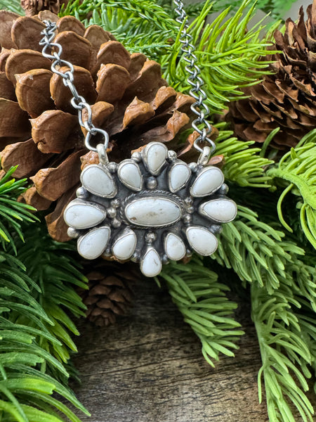Oval Cluster White Buffalo Necklace