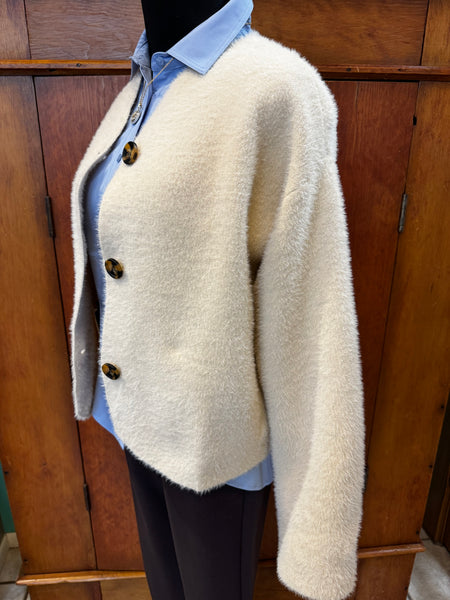 Collarless Knit Jacket