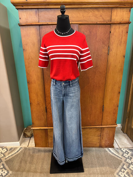 Liverpool Crew Neck Stripe Short Sleeve Top