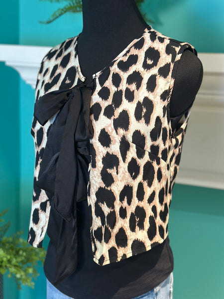 Leopard Sleeveless Tie Top