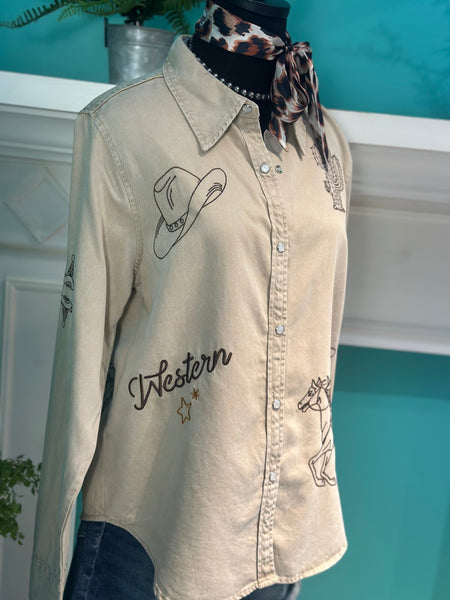 Cowboy Western Embroidery Shirt