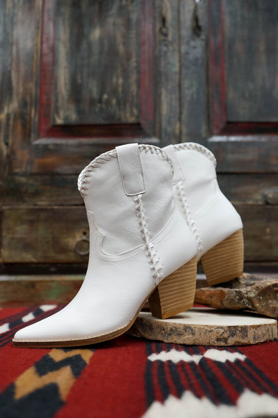 Arisa Braided Short White Bootie