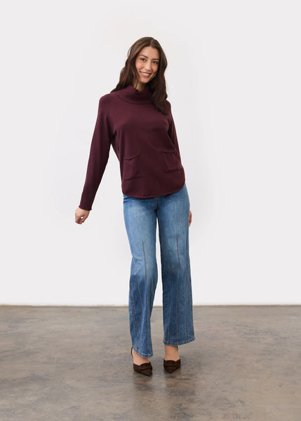 Cowl Neck Sweater in Fig