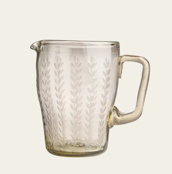 Milpa Jarron Pitcher Laurel Engraved Glass