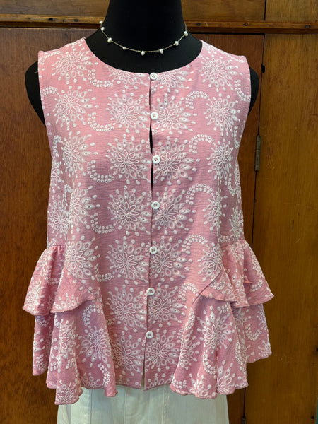 Embroidered Floral Sleeveless Top