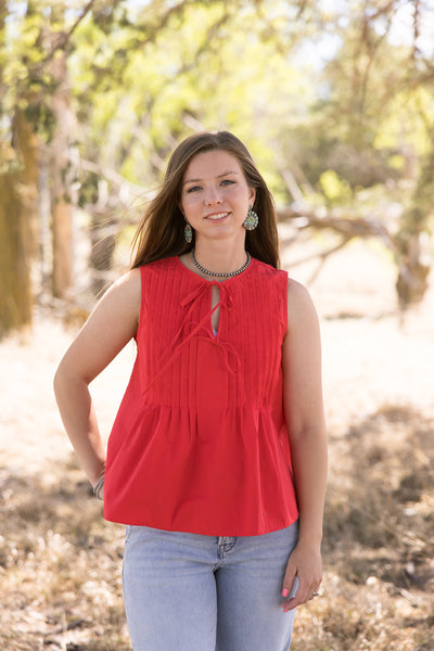 Pintuck Tie Detail Top