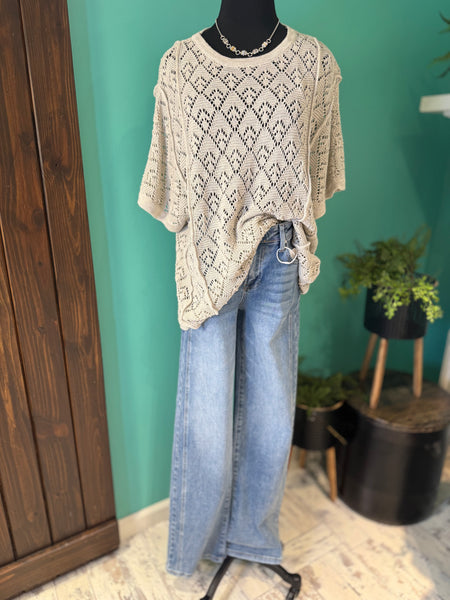 Knitted Short Sleeve Sweater