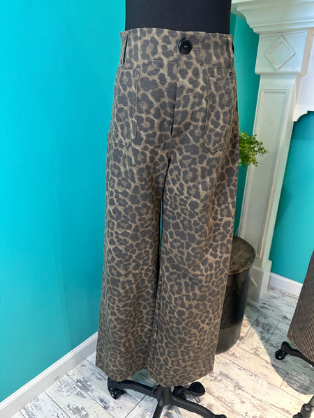 Umgee Leopard Wide Leg Pant