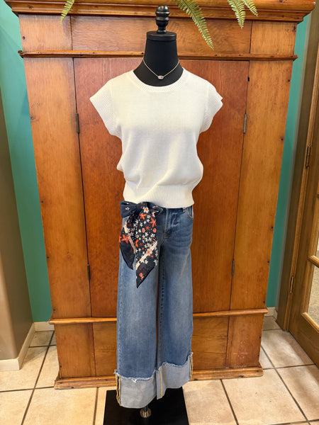 Cap Sleeves Knit Top
