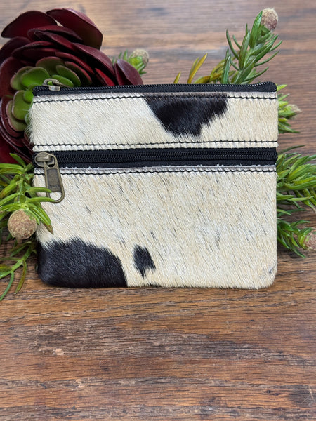 Cowhide Zip Coin Purse