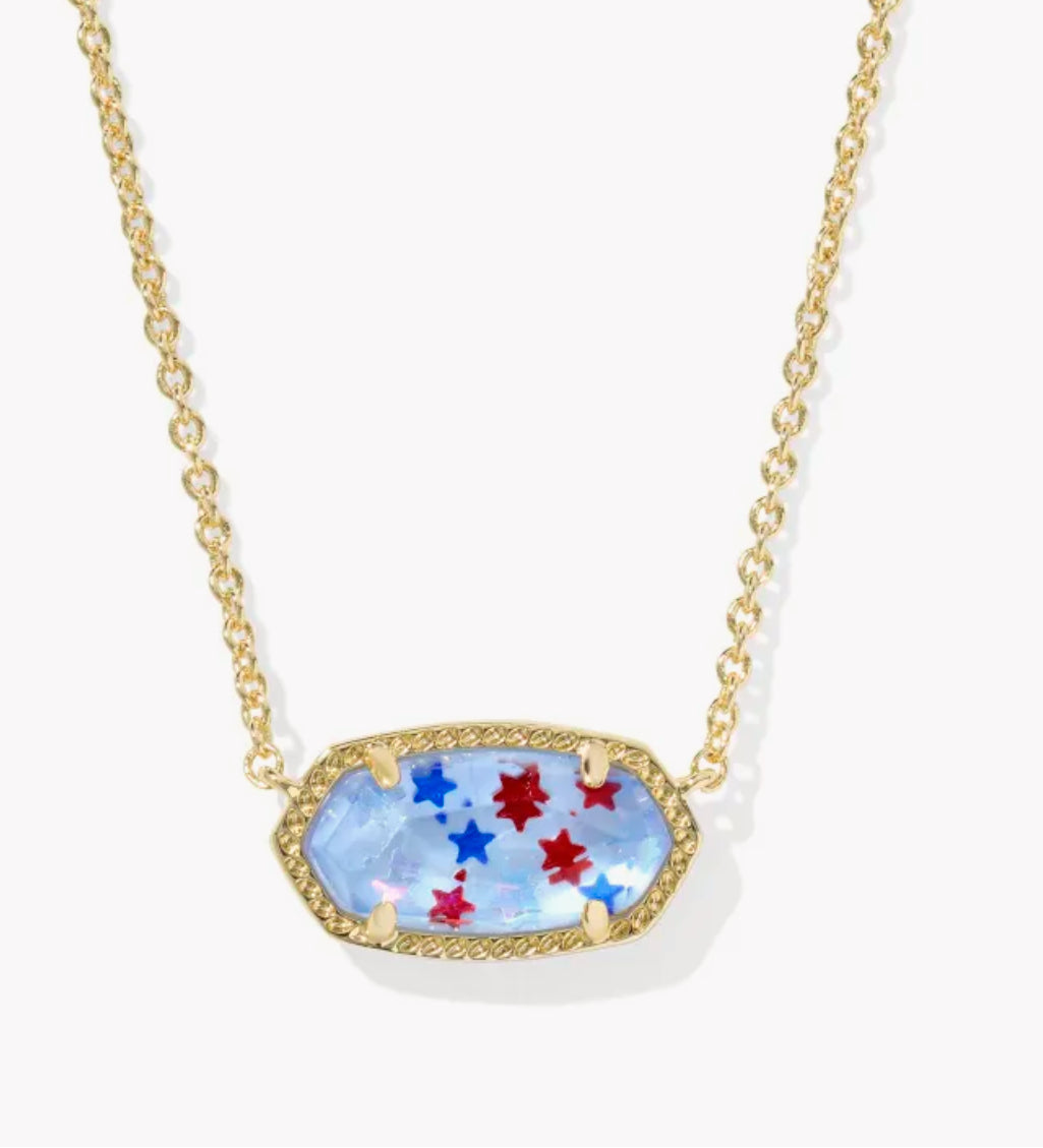 Kendra Scott Red White & Blue Elisa Necklace in Gold & Silver