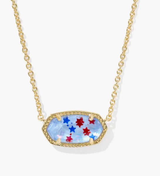 Kendra Scott Red White & Blue Elisa Necklace in Gold & Silver