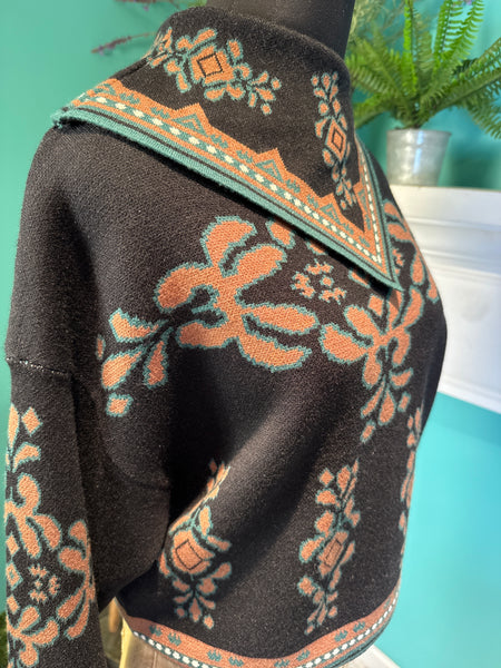 THML Split Collar Print Sweater