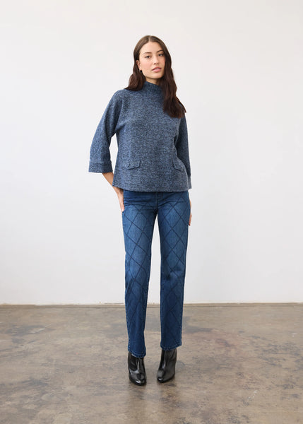 Boat Mockneck Knit Popover Top