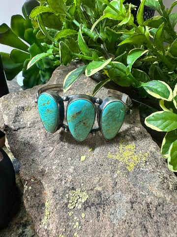 3 Stone Turquoise Cuff Bracelet