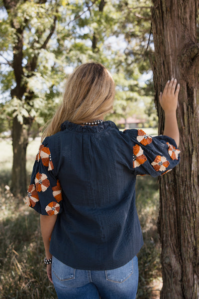 THML Puff Sleeve Tassel Top