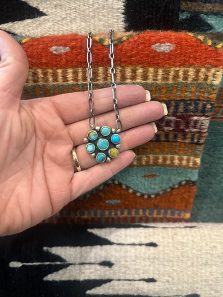 SLL Small Cluster Turquoise 7 Stone Necklace