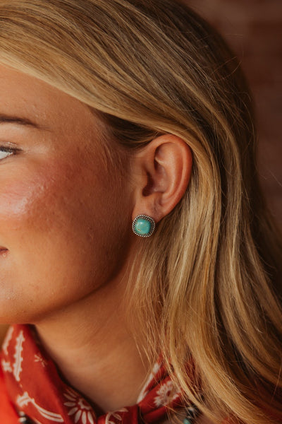 4 Rounded Corner Earring in Majave Turquoise