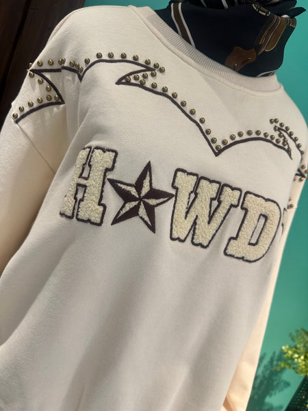 Howdy Stud Embroidered Sweatshirt