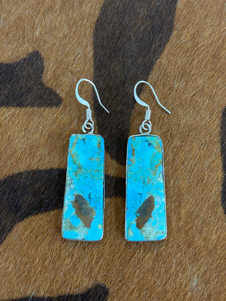 Wrapped Silver Turquoise Slab Earrings