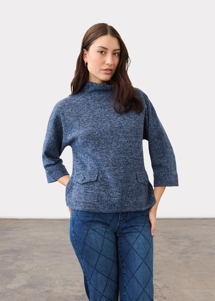Boat Mockneck Knit Popover Top
