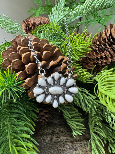 Oval Cluster White Buffalo Necklace