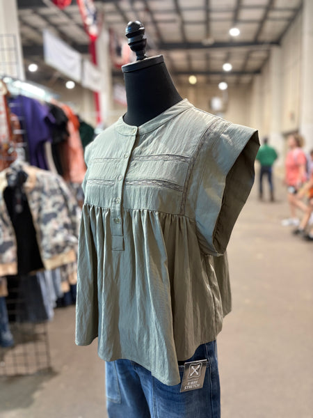 Drop Shoulder Button Top